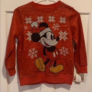 Red Disney Sweatshirt, XS - Mickey with Santa Hat‎
